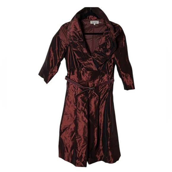 Tery Jon Taffeta shimmer dress by Ricki Freeman  Burgundy ,fit&flare,sz 10 ,EC - Picture 3 of 15